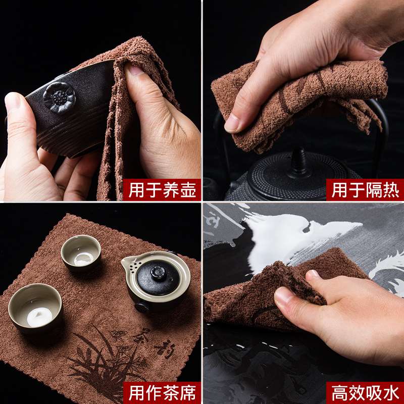 权夫人茶巾茶布吸水茶具毛巾茶几茶桌专用抹布茶台棉麻布禅意高清大图