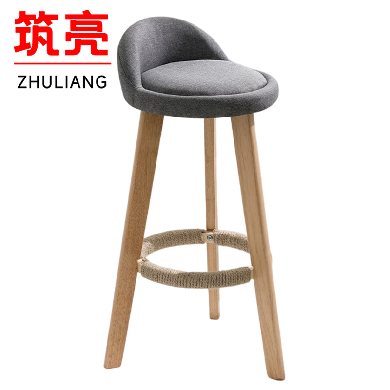 筑亮 实木高脚凳高清大图