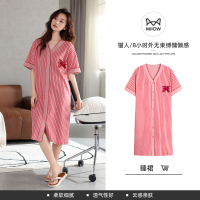 猫人睡裙女夏季纯棉短袖中长款睡衣裙子夏天新款连衣裙家居服 2XL MLS-A66009C