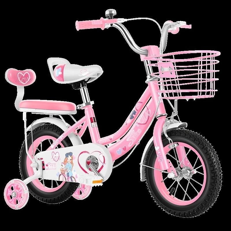 儿童3岁起12寸16寸公主女孩自行车公路通勤自行车 +头盔护具粉色 12寸(2-3岁)