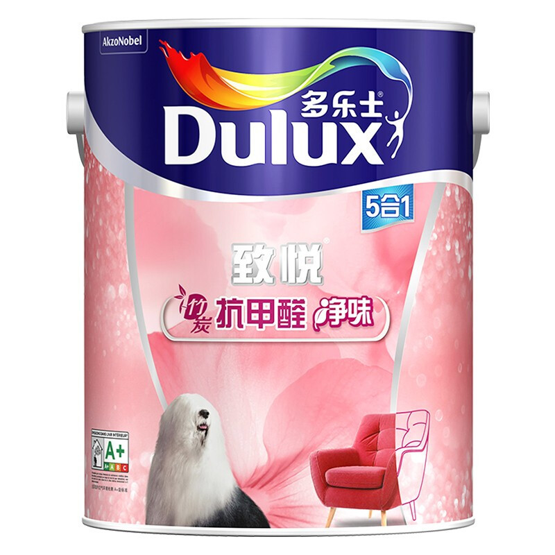 多乐士(Dulux)致悦竹炭抗甲醛净味5合1 油漆涂料 内墙乳胶漆 墙面漆 A8146