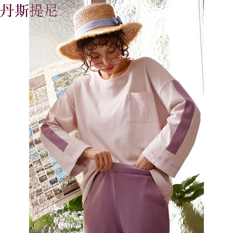 睡衣女秋纯棉长袖韩版学生套头俏皮家居服套装2018新款宽松春秋