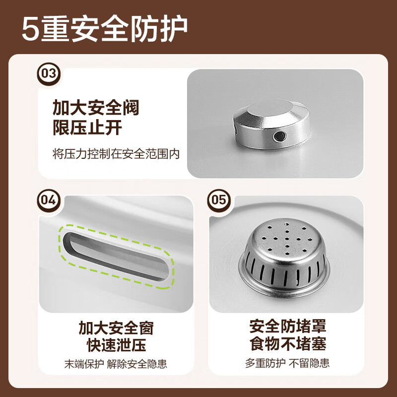 苏泊尔(SUPOR)高压锅压力锅铝合金多容量加厚快煮安全防爆多保险燃气明火专用 28cm[10.4L超大容量]高清大图