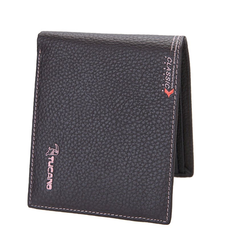 啄木鸟钱包男短款皮夹商务卡包男士钱夹牛皮学生薄款卡包生日横款黑色