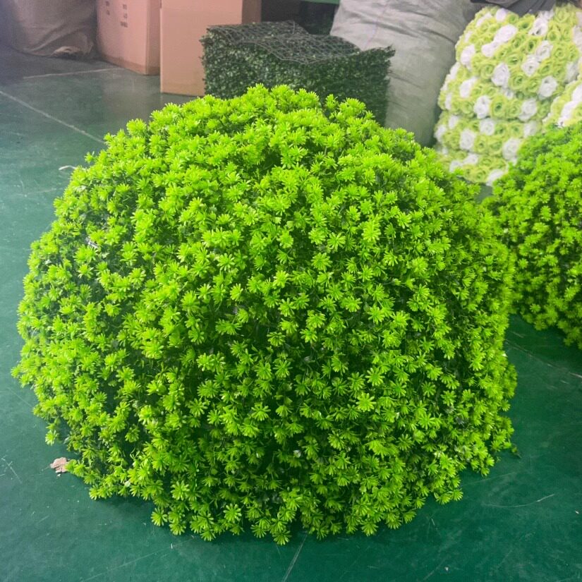 iChoice 户外绿植井盖遮挡装饰品绿植球仿真绿植草球 绿色80厘米钢筋绿植佛家草球半圆状