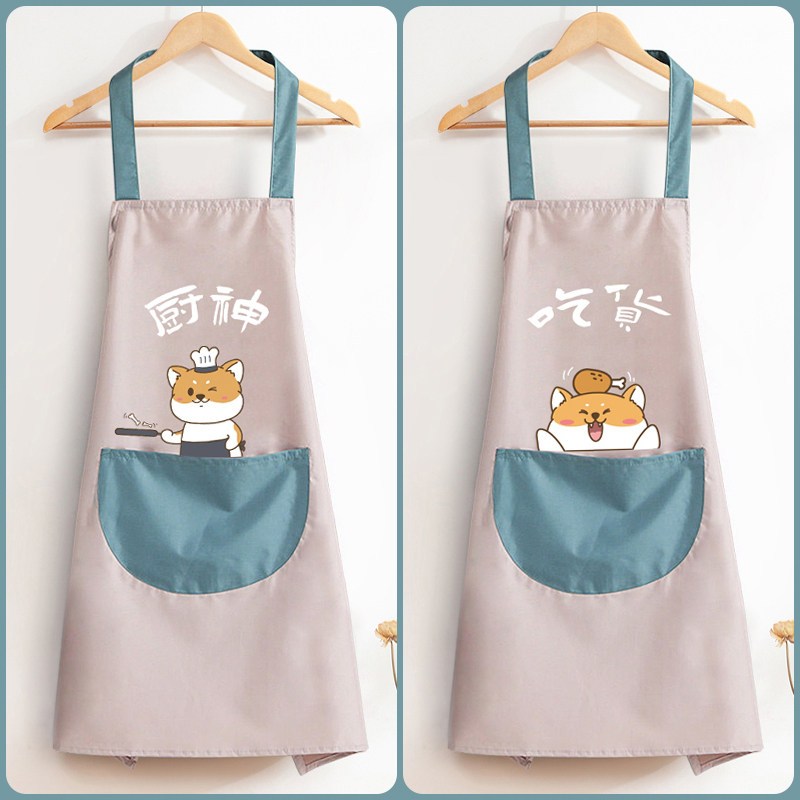 围裙家用厨房防水防油女夏季薄款工作服卡通可爱日系韩版做饭围腰