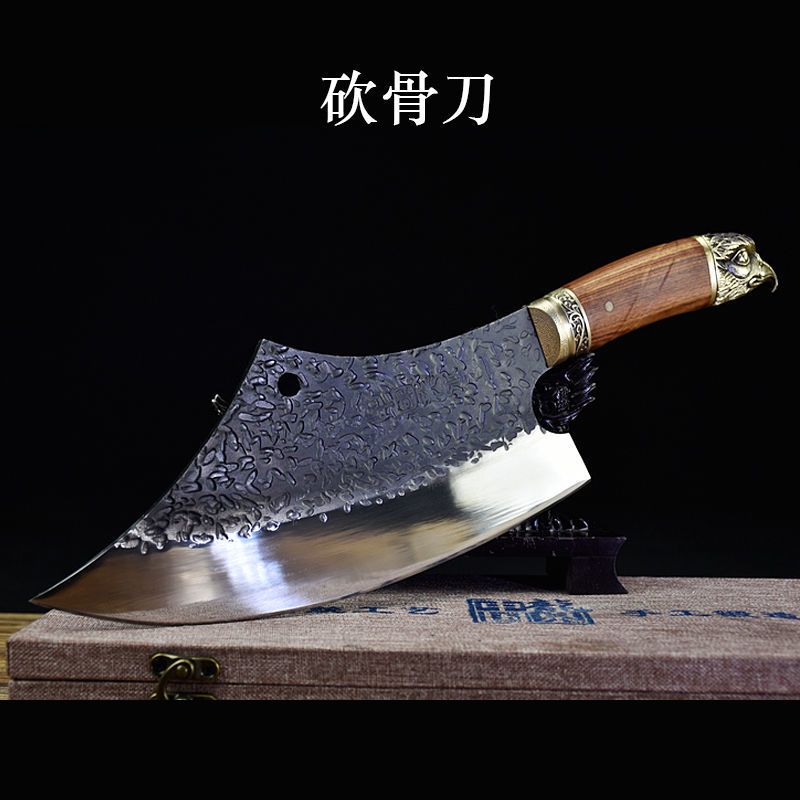 手工家用骨刀切菜刀厨师刀锰钢锋利切肉斩骨刀加厚剁骨刀d4b款斩切菜
