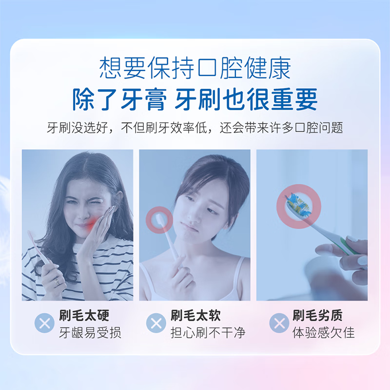 佳洁士细毛护龈小宽头超细软毛天鹅绒护龈牙刷樱花粉*2静谧蓝*2深洁齿缝高清大图
