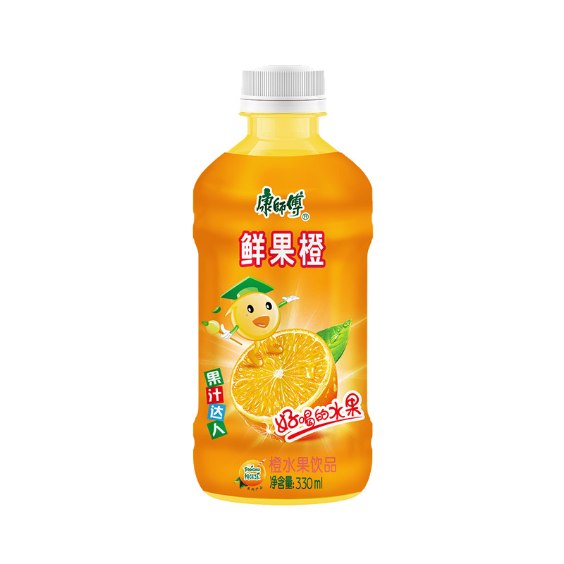 康师傅鲜果橙橙水果饮品330ml24瓶整箱装
