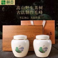 (苏宁集采)苏宁酥田SUTIAN大师茶 黄山毛峰特一级礼盒装100g绿茶叶高山野茶手工功夫茶陶瓷罐两罐礼盒装