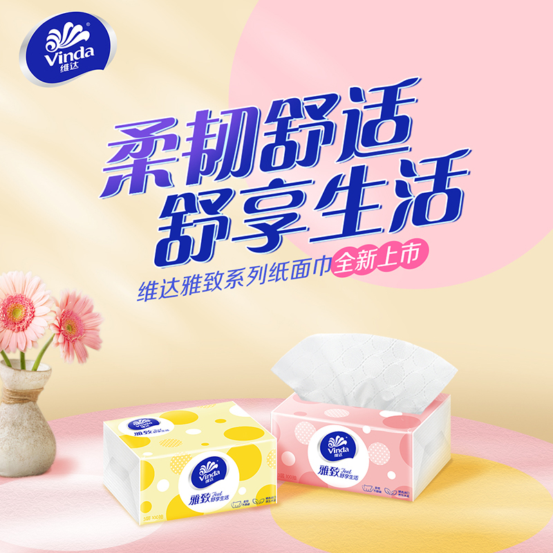 维达雅致抽纸3层XS码100抽24包卫生纸 家用实惠装餐巾纸婴儿面巾纸卫生纸纸巾(整箱销售)高清大图