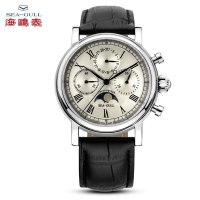 海鸥表(SEAGULL)机械表 男 蝴蝶扣皮带男表 时尚休闲计时码表机械表M199S