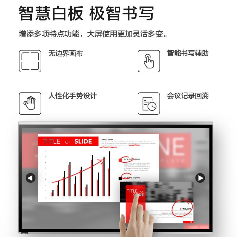 联想thinkplus SPro75英寸视频会议平板一体机智能教育会议大屏电子白板 手写笔+移动支架+投屏器高清大图