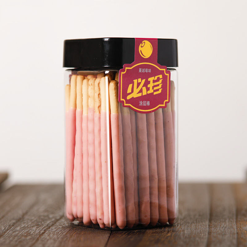 亨裕必珍罐装瓶涂层巧克力棒长条休闲小零食装饰网红儿童手指饼干