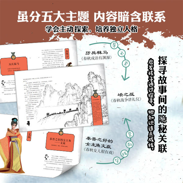 [正版]蒙童春秋史全5册国学历史秦齐楚晋宋图文趣味故事学会主动探索培养独立人格人物事迹战役军事外交文明发展中华文化发展高清大图