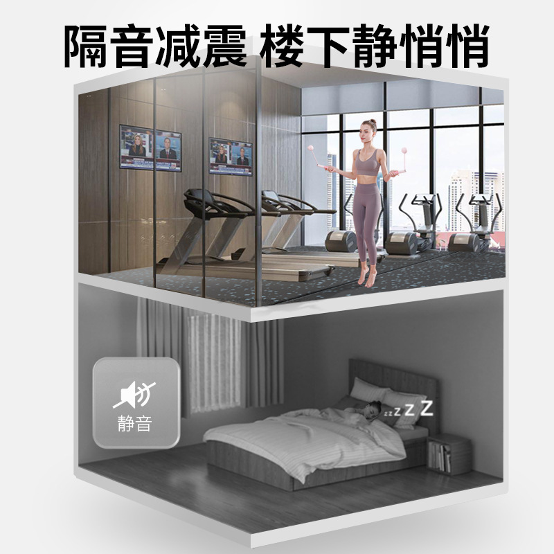 亿迈功能性塑胶地垫健身房地垫杠铃垫子隔音减震垫橡胶运动地板垫-187206细颗粒款1000*1000*30mm高清大图