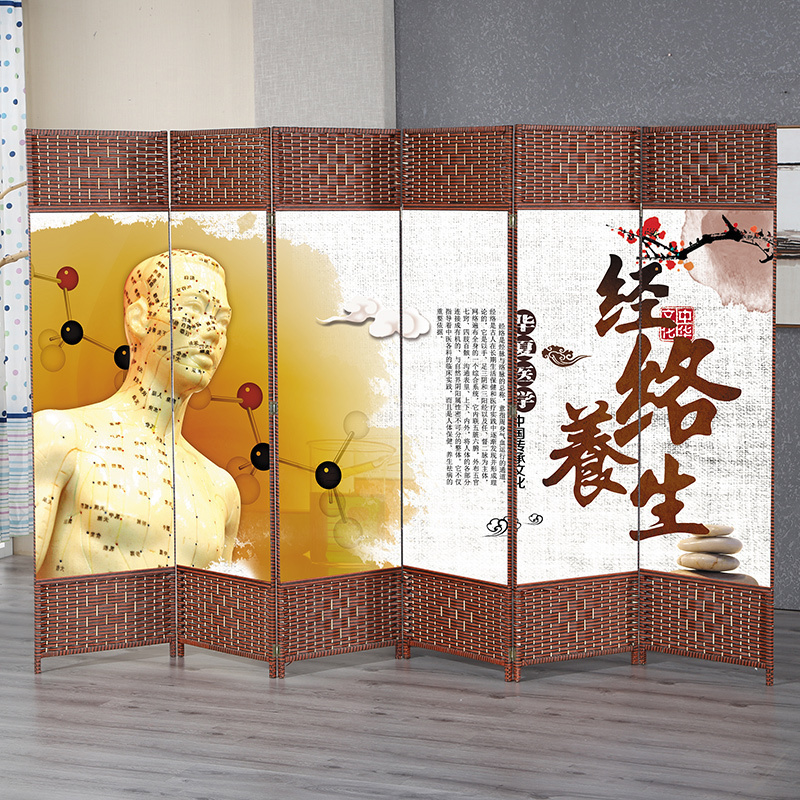 BONJEAN养生简易屏风折叠隔断移动客厅中式卧室茶室酒店餐厅现代简约折屏高清大图