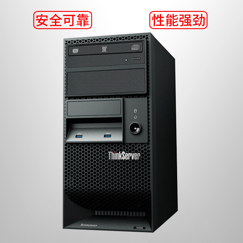 联想(ThinkServer)塔式服务器 TS250 E3-1205v6 2*4GB 1T 非热插拔 DVD 定制