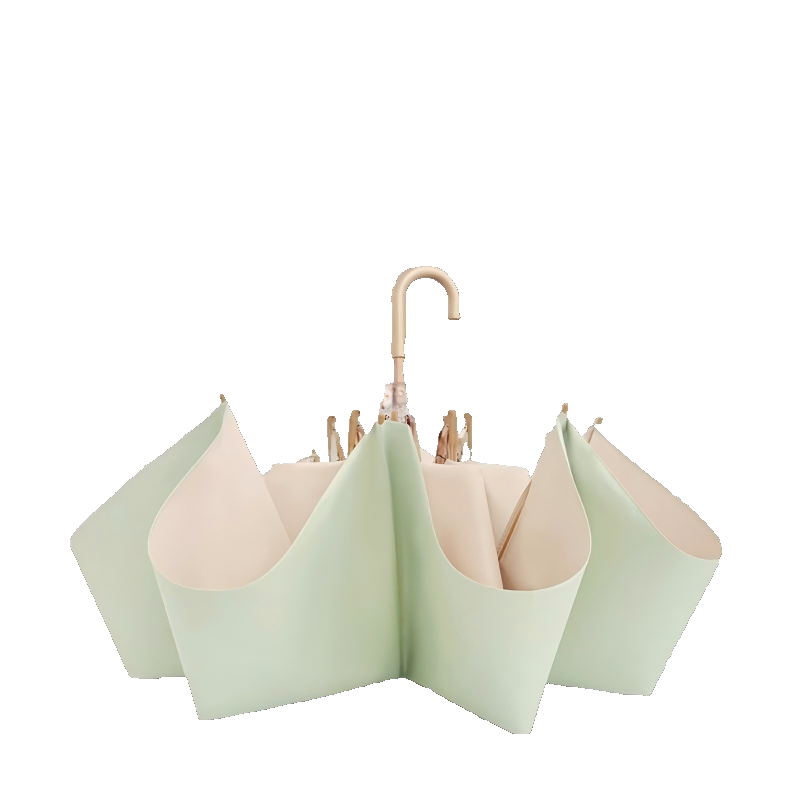 至桓牌 ins鎏金彩胶弯钩伞女太阳伞防晒防紫外线遮阳伞折叠晴雨两用雨伞 把