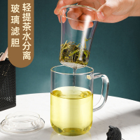 富光FUGUANG玻璃杯茶杯带把茶水分离男女花茶杯过滤泡茶水杯子
