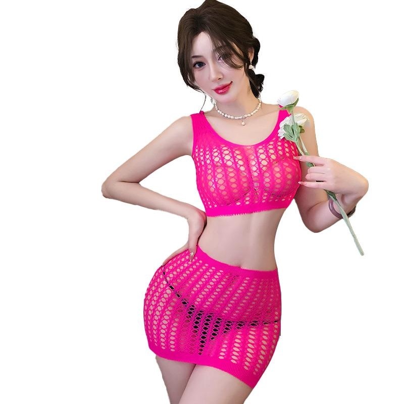 长夜漫漫情趣内衣欧美制服诱惑镂空比基尼两件套渔网沙滩裙女5329gV高清大图