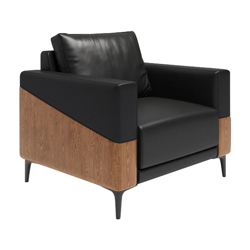 初嘉SF-D05办公沙发茶几组合商务会客区洽谈接待室沙发 牛皮单人位