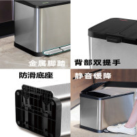 绵冠MIANGUAN垃圾桶家用厨房干湿分离不锈钢脚踏带盖客厅办公室防臭