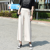 有怡2019夏新款阔腿裤休闲坠感修身显瘦百搭大码九分女裤