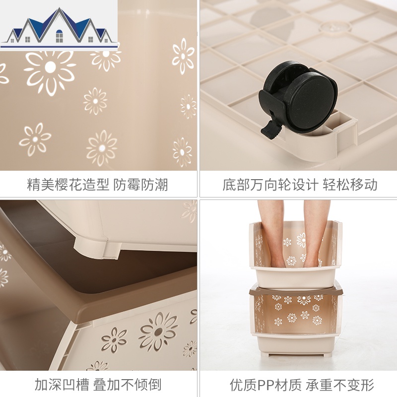 厨房置物架水果蔬菜储物架可移动菜篮子塑料杂物收纳架子多层简约 三维工匠高清大图