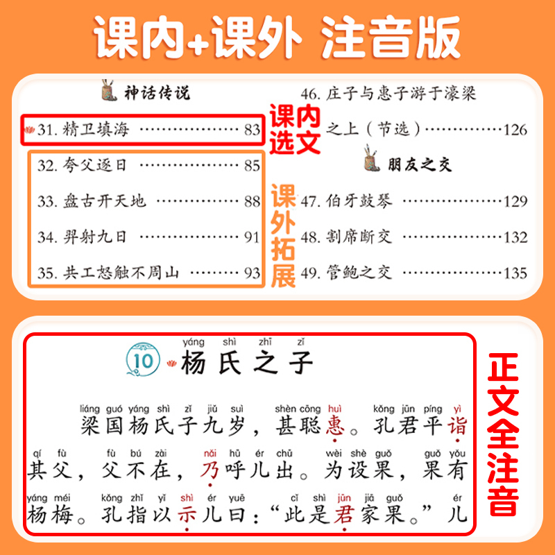 [3册]小古文+小学生必背文言文 小学通用 [正版]小学生小古文100课人教版一百篇上下册新编100篇走进文言文一年级二