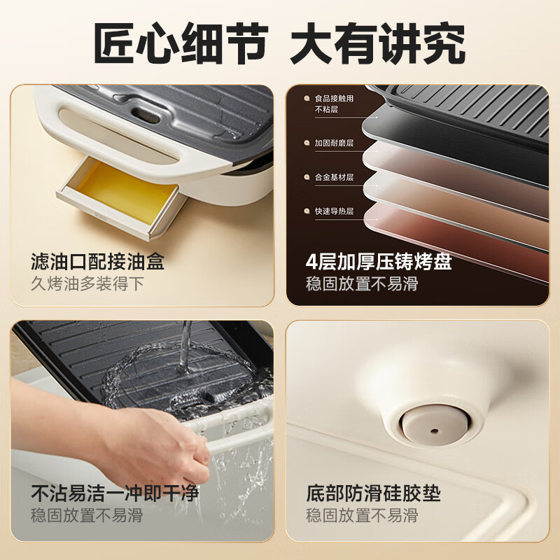 小熊(Bear)烤肉锅电烤盘家用电烧烤炉电烤炉分体可拆多功能不沾无浓烟烤串机高清大图