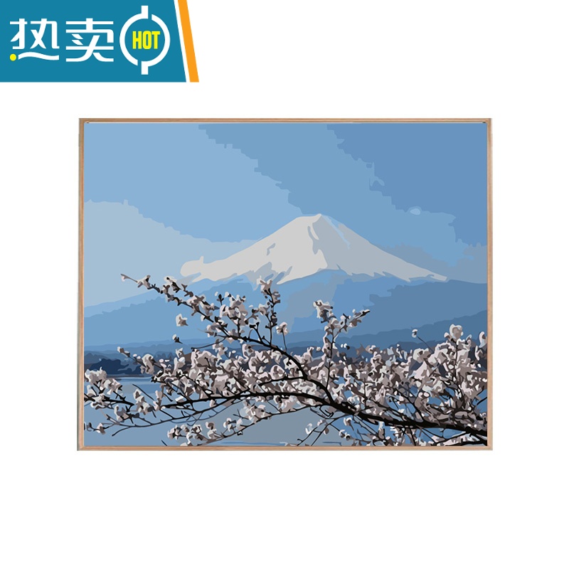 敬平《富士樱花》 数字油画diy填充手工画画填色油彩画手绘涂装饰挂画装饰画高清大图