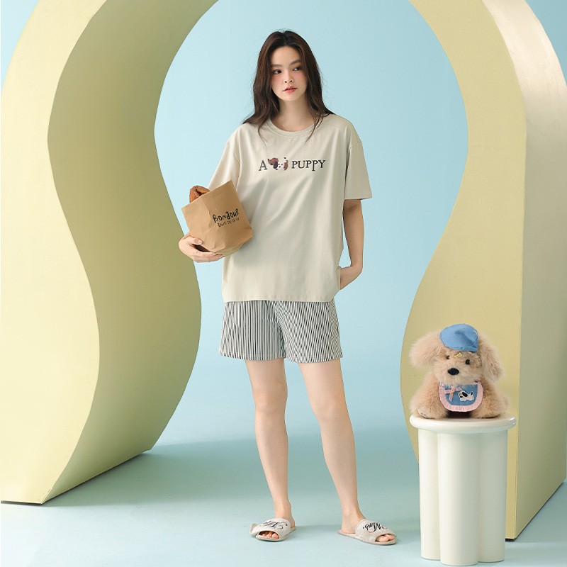 米奇喵[抗菌新疆棉]春夏季卡通印花宽松女显瘦A类男纯棉短袖圆领睡衣 卡通印花睡衣 颜色尺码备注高清大图