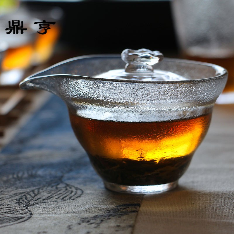 鼎亨 日式手工玻璃三才盖碗茶杯日式手抓泡茶器功夫茶具壶大号