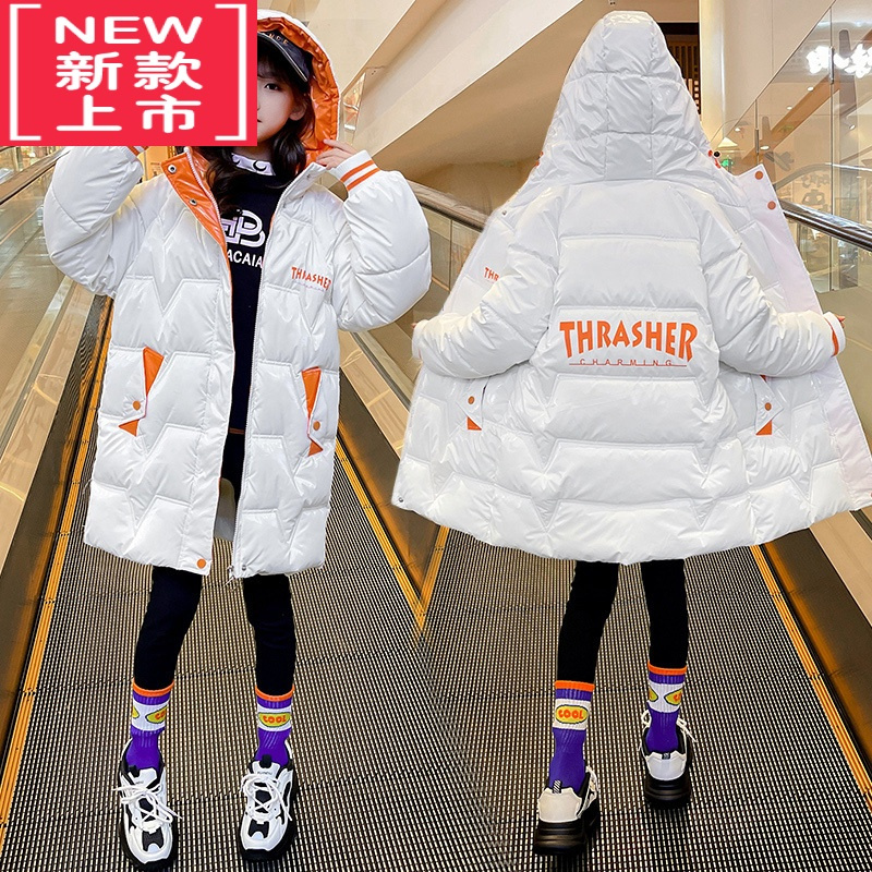 可莉允女童棉服冬装加厚2022新款洋气棉袄中大童冬款儿童羽绒中长款棉衣