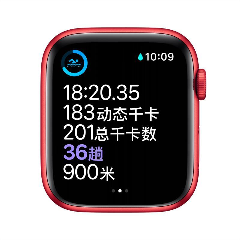 Apple Watch Series 6 44毫米 GPS版 红色铝金属表壳 红色运动表带 智能手表