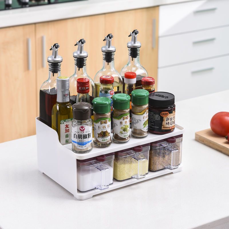 调料盒家用厨房架子置物架多功能储物箱刀架厨房用品收纳架大号矮款