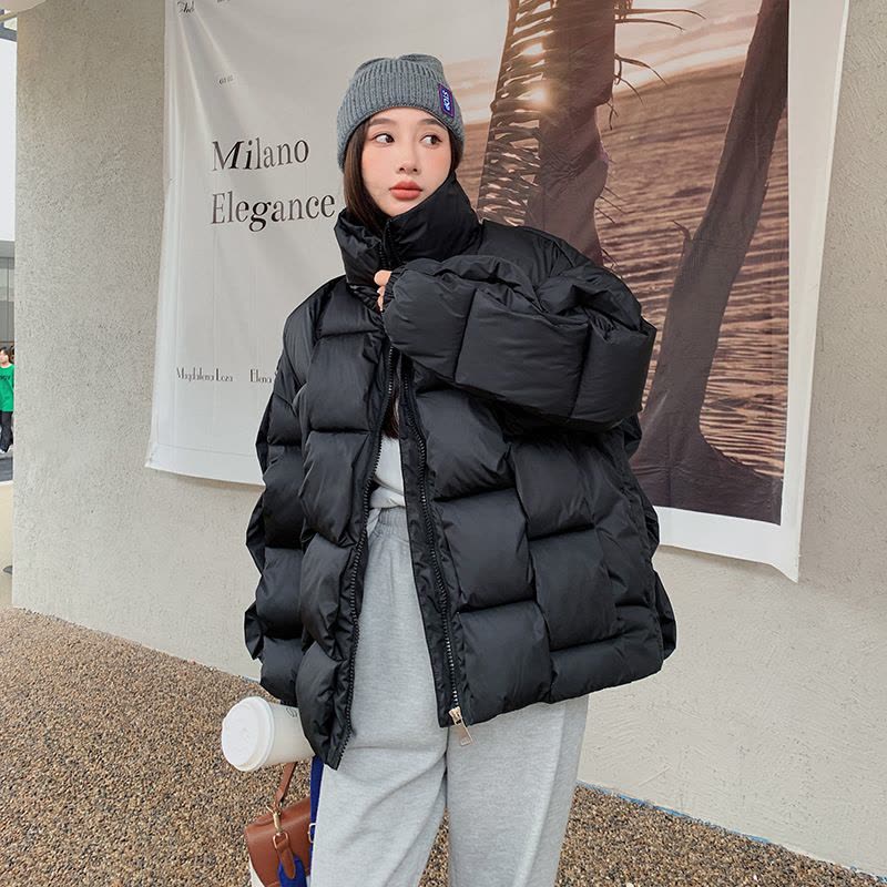 2024冬季新款韩版宽松立体编织时尚棉衣个性潮流羽绒棉服女士外套图片