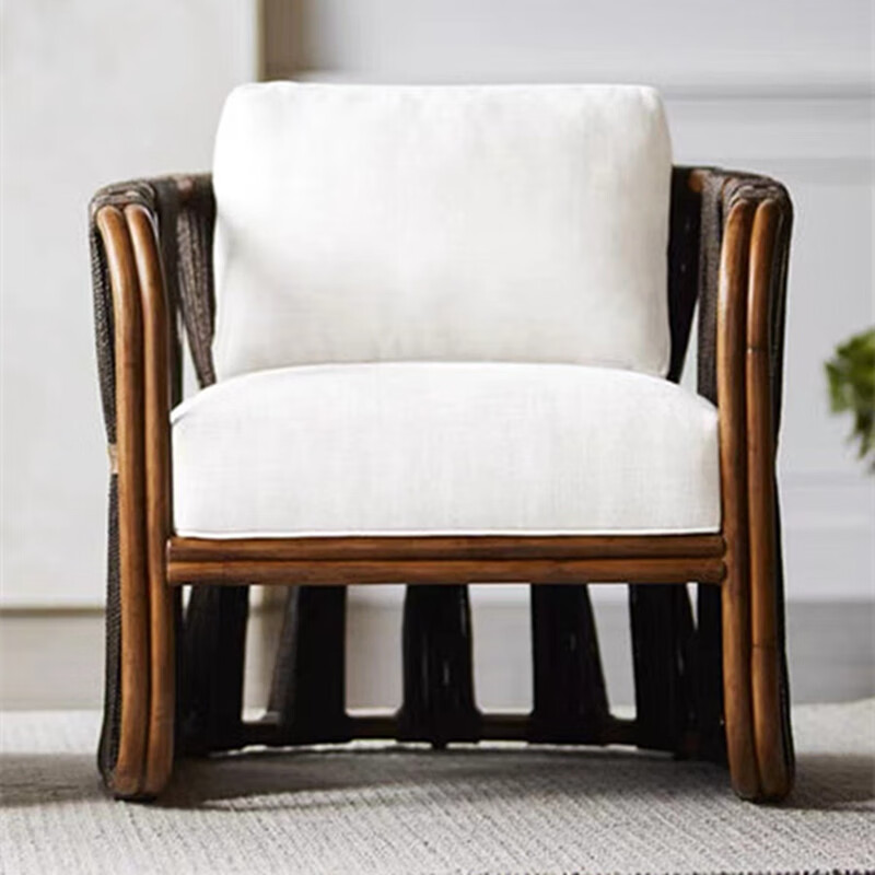 质凡 户外藤编沙发单人创意东南亚别墅复古设计师家具 B款单人沙发(藤编)高清大图