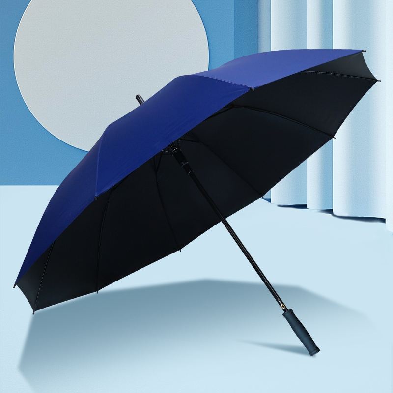 红叶直杆黑胶清雅伞 超大10骨双人男士商务雨伞加大加固直杆防风高尔夫伞黑胶遮阳伞 颜色随机-1835