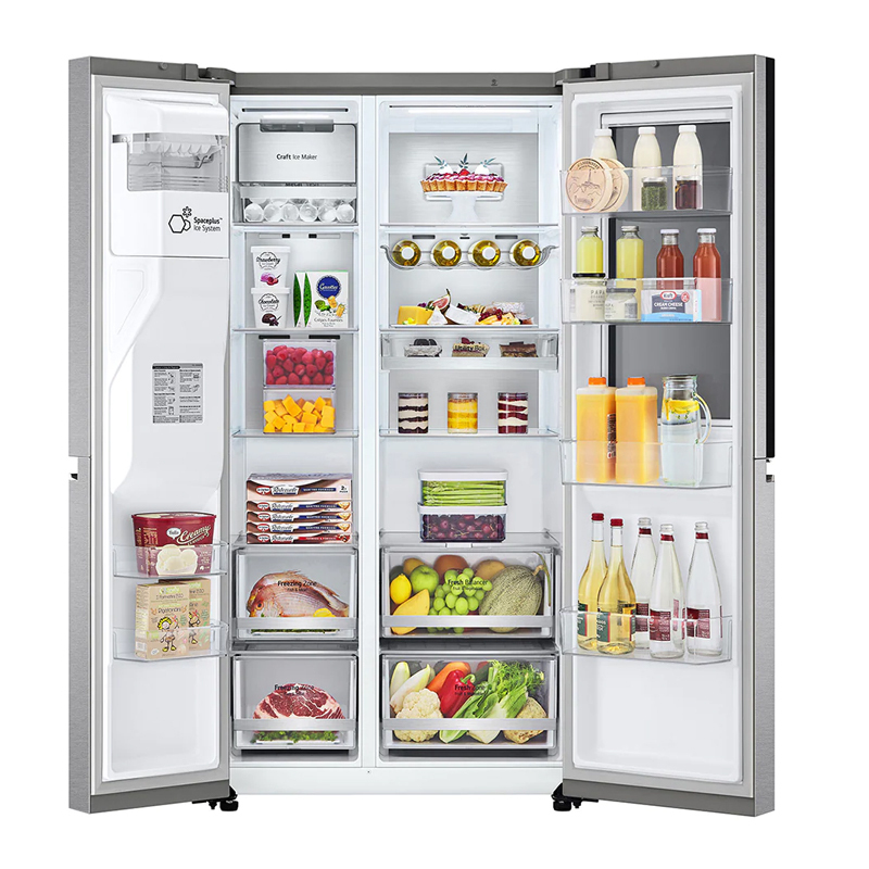 lg635l对开门冰箱智能制冰系统球形制冰机多维风幕双风系变频冰箱璀璨