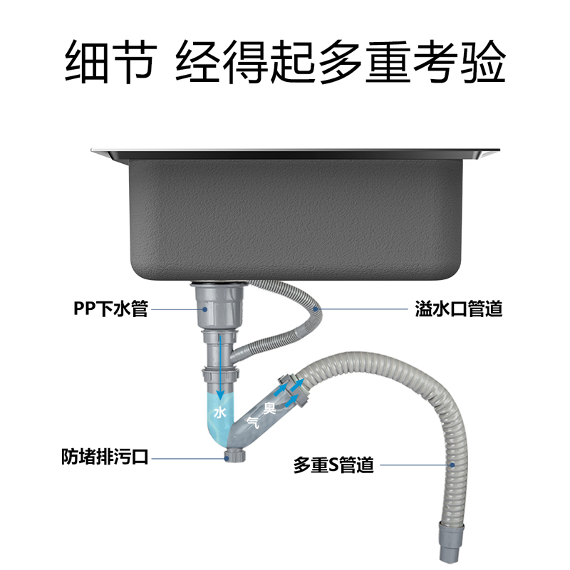 东鹏卫浴(DONGPENG)304不锈钢厨房水槽套装 一体拉伸 洗菜盆 不锈钢 加厚单槽