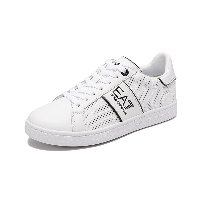 阿玛尼emporioarmaniea7男女同款牛剖层移膜革系带休闲运动鞋板鞋小白
