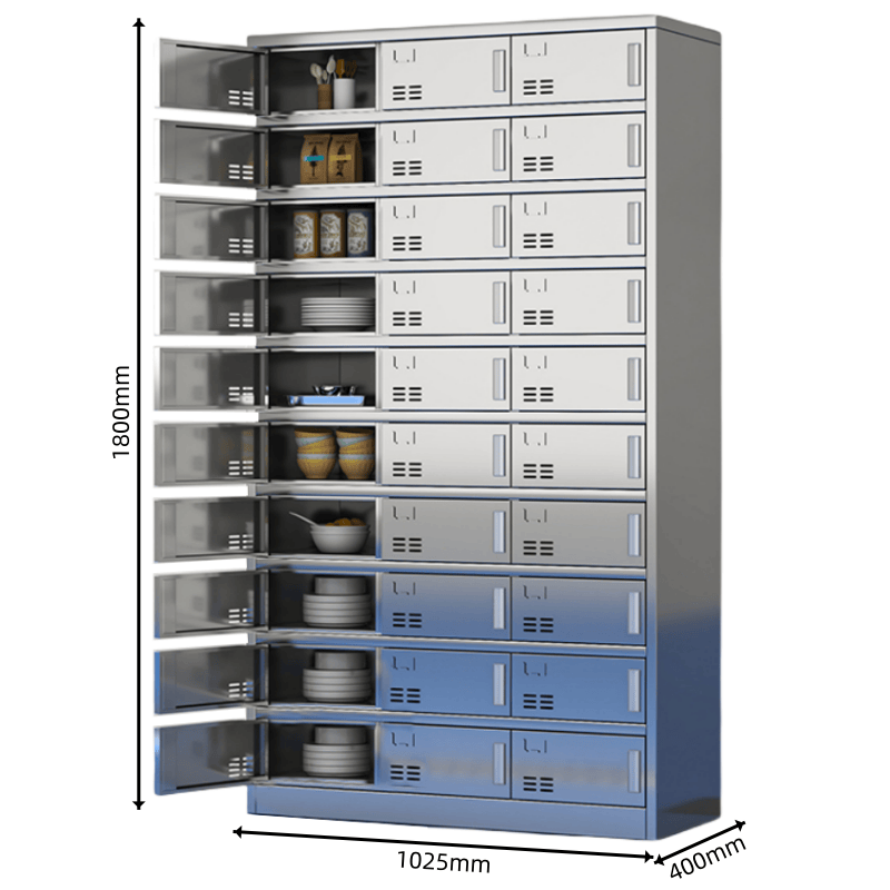 豫龙都不锈钢餐盘柜30门台高清大图