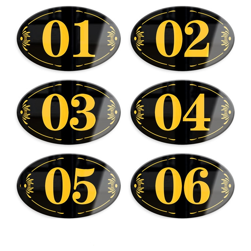 闪电客亚克力数字贴餐厅号码牌家用桌子编号贴的桌号门牌纸网吧储物