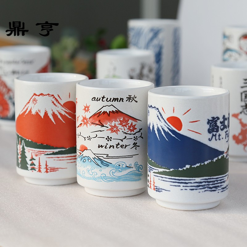 鼎亨日本制造 富士山杯 手杯 无柄杯 汤吞 日式传统陶瓷茶杯水杯