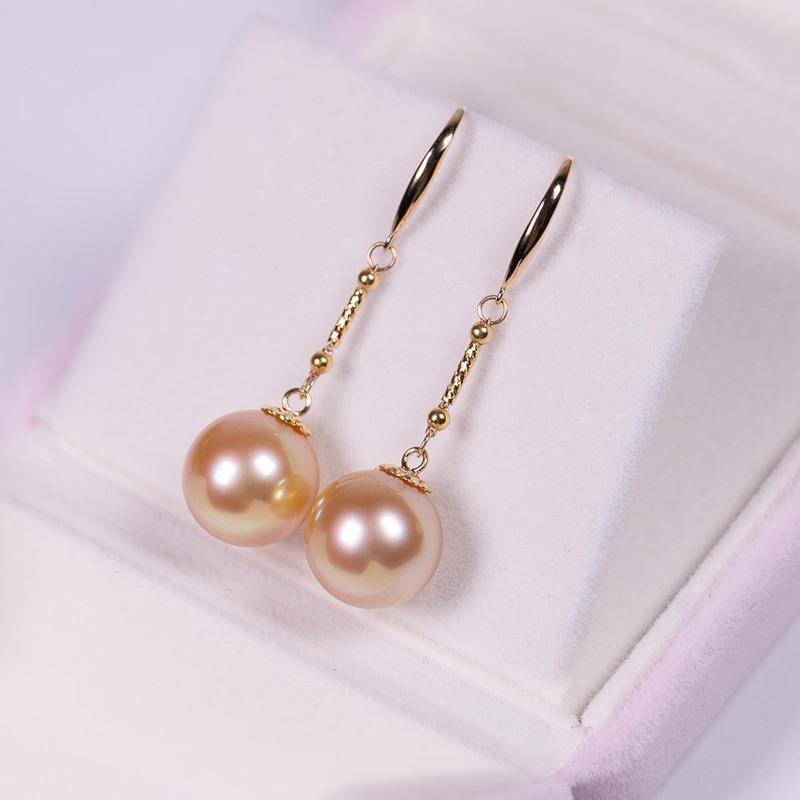 金珠耳环天然海水珍珠耳环南洋金珠耳坠耳钩耳饰女妈妈款长款气质