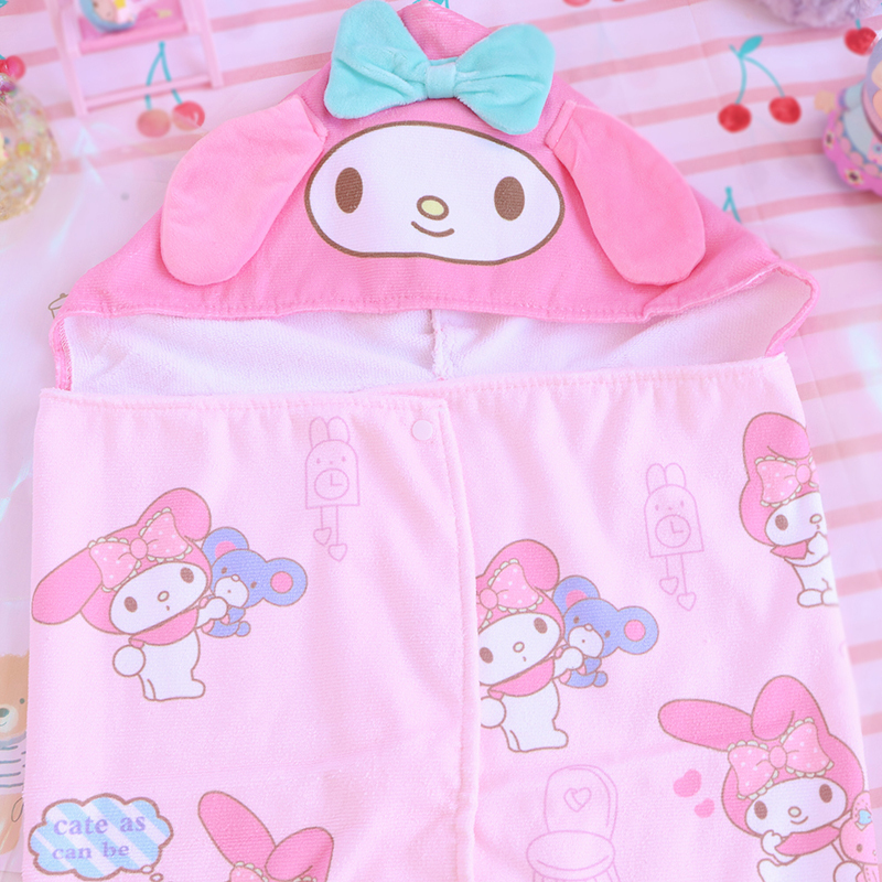 美帮汇日系美乐蒂双子星小狗连帽浴巾斗篷沙滩巾少女心浴袍保暖披肩