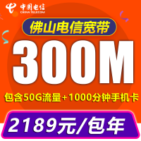 中国电信（China Telecom） 佛山电信光纤宽带200M包月手机号卡融合新装宽带