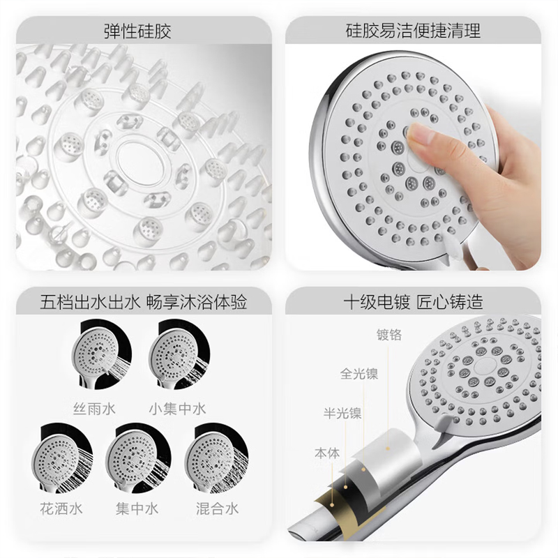 九牧（JOMOO）手持花洒喷头家用卫生间多功能淋浴淋雨手持莲蓬喷头S176025-2B01-1高清大图